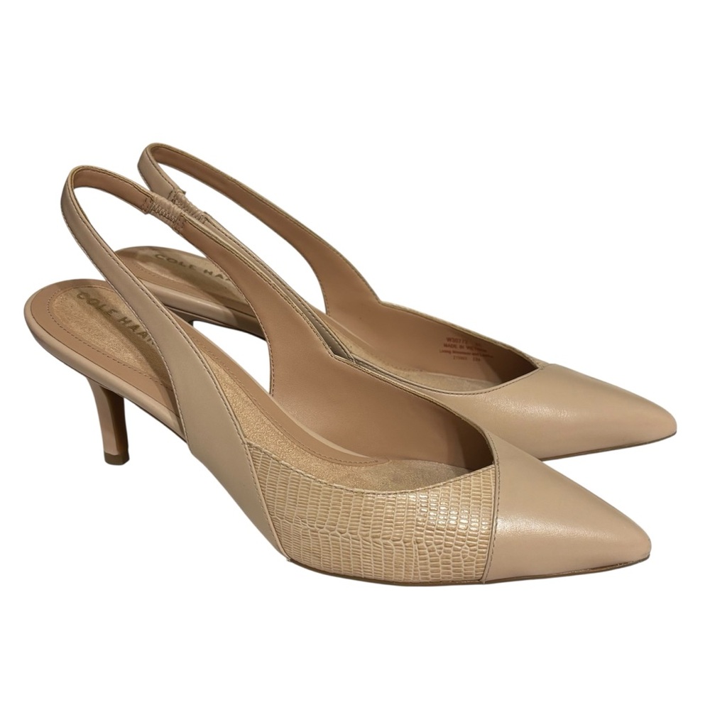Cole Haan heels The Go To nude slingback embossed leather size 8 US women’s